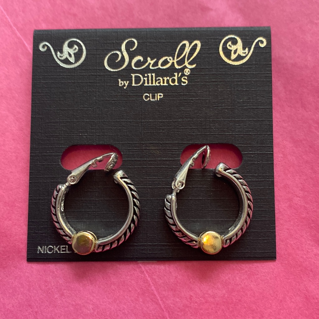 Scroll By Dillards Clip Earrings Silver And Gold Finish